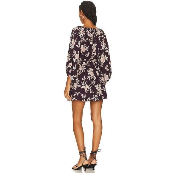 Free People PORTIA Floral Print Babydoll Balloon Sleeves Mini Dress Size XS $148 - Picture 3 of 14